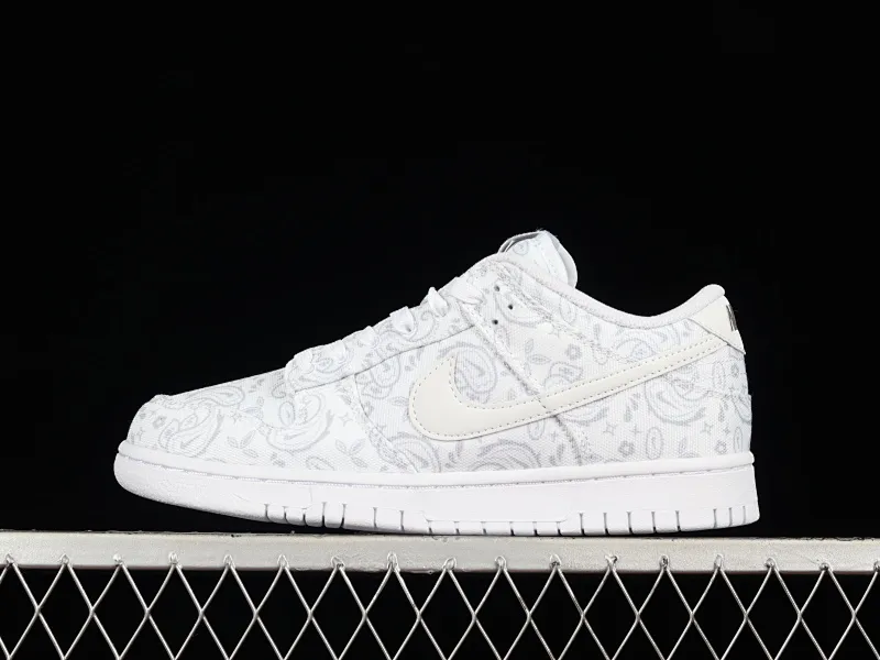 All categories Nk SB Dunk series Nk SB Dunk Low low-top sneakers pure original version Nk Dunk Low ESS "White Paisley" white cashew flower canvas SB low-top sports and leisure sneakers DJ9955-100
